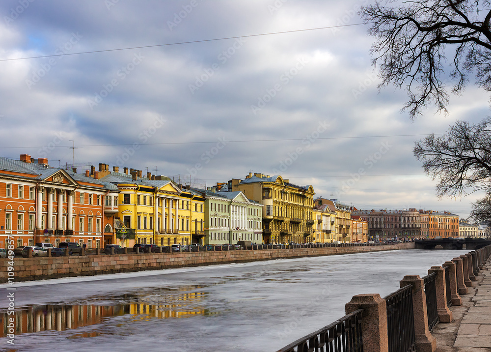 The river Fontanka in the spring. Saint Petersburg. Russia.