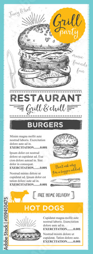 Restaurant cafe menu, template design.