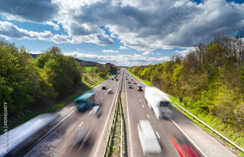 Vehicles in Motion on Busy Rural Motorway photo