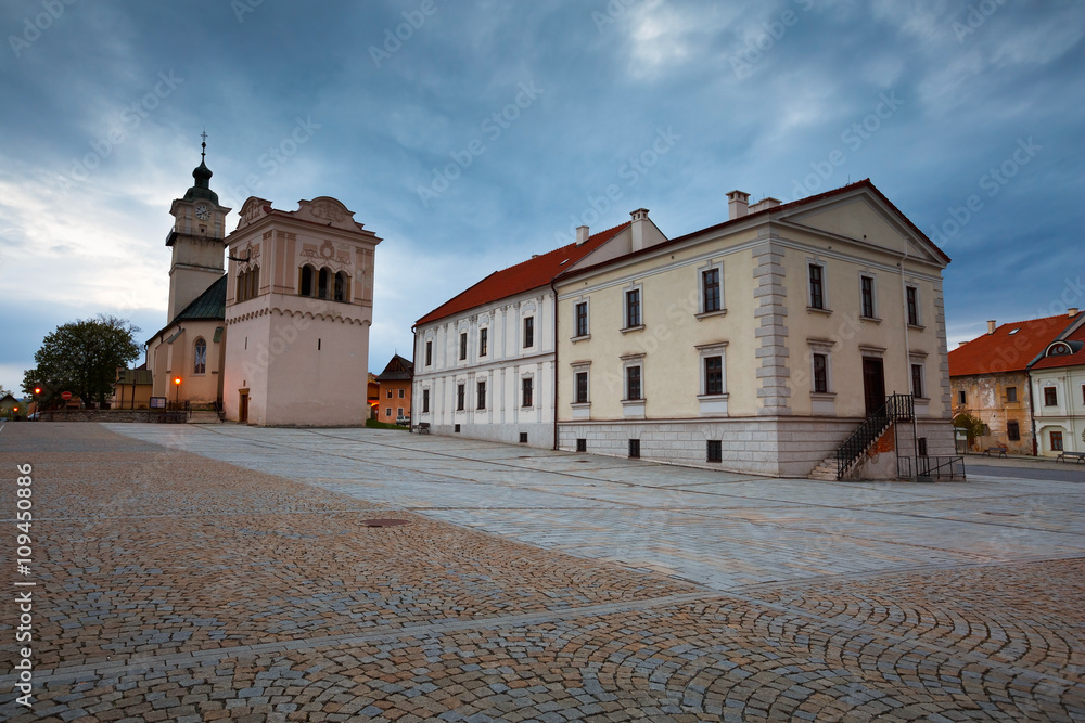 Square in the town of Spisska Sobota, Slovakia