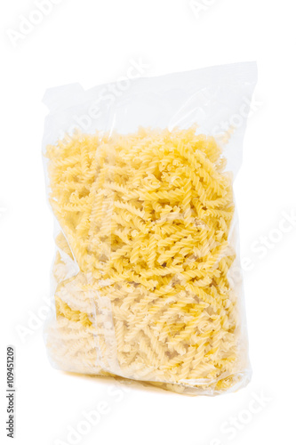 pasta in package on white background