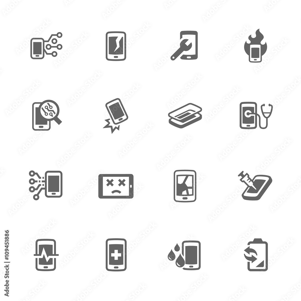 Simple Smart Phone Repair Icons Simple Smart Phone Repair Icons