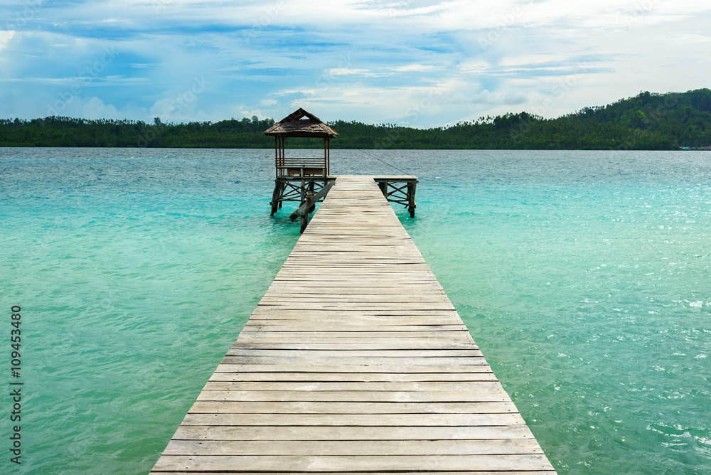 Wooden Dock on Togean Islands. Indonesia.