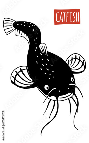 Catfish, vector cartoon illustration