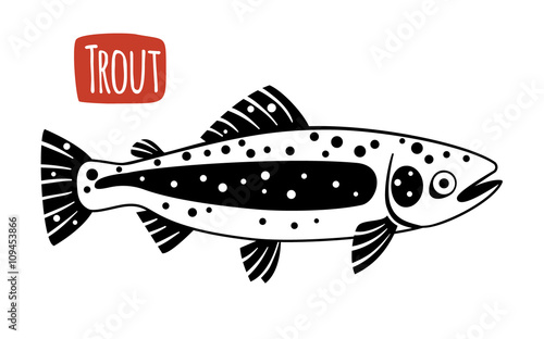 Trout, vector cartoon illustration