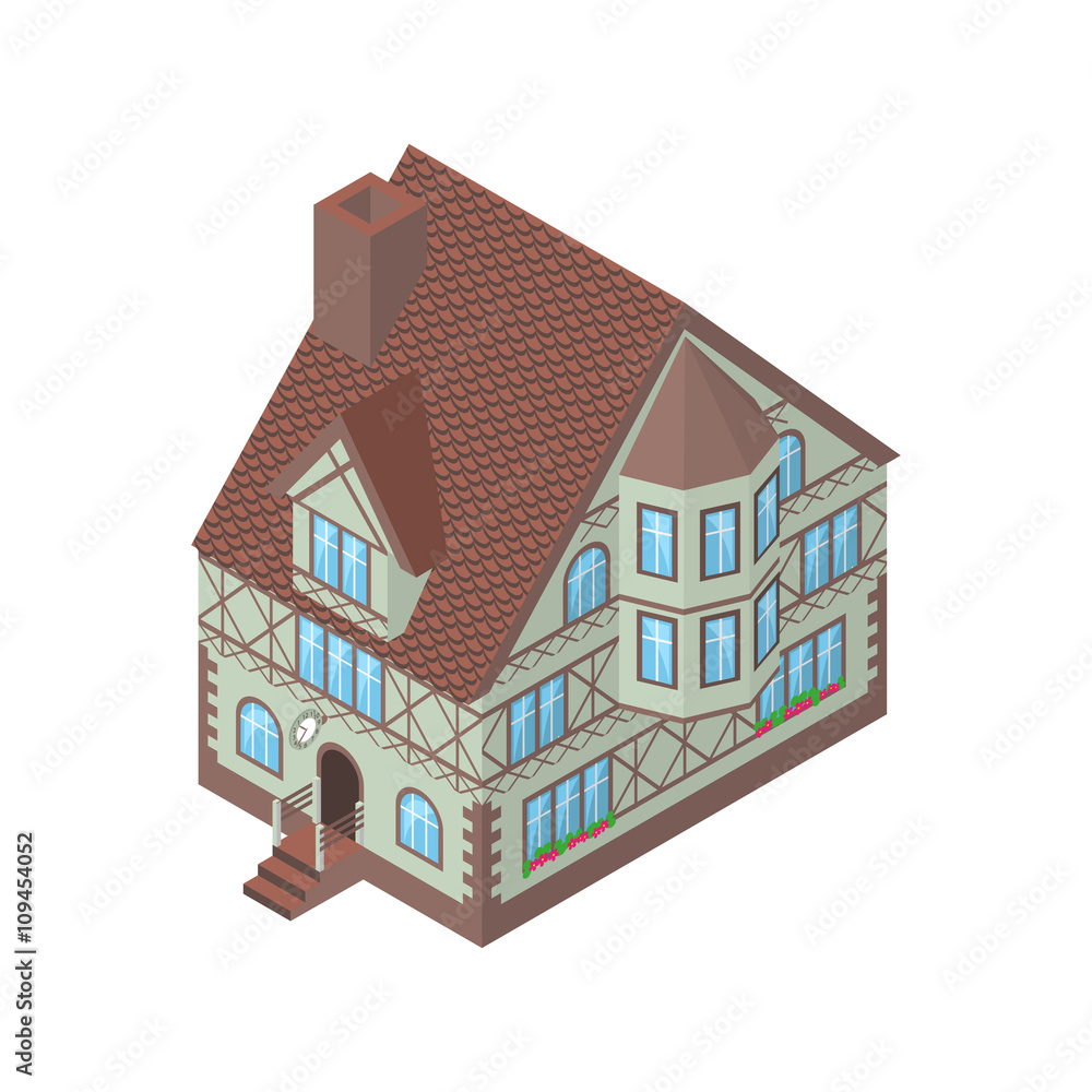 Isometric vector illustration of Tudor style house, eps10 Isometric vector illustration of Tudor style house, eps10