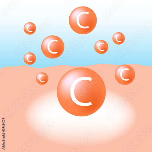 Vitamin orange  essence of skin treatment  absorb on the human skin