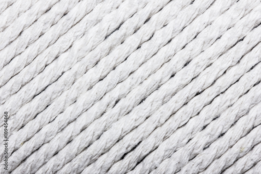 White cotton linen rope texture. Stock Photo