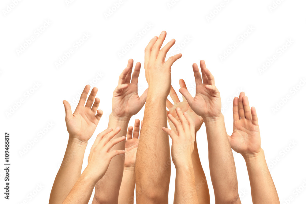 Hands up isolated on white background Hands up isolated on white background