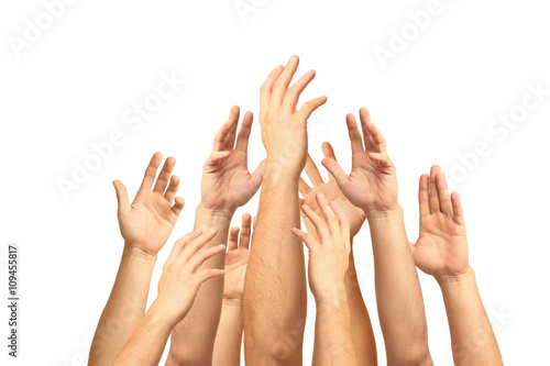 Hands up isolated on white background