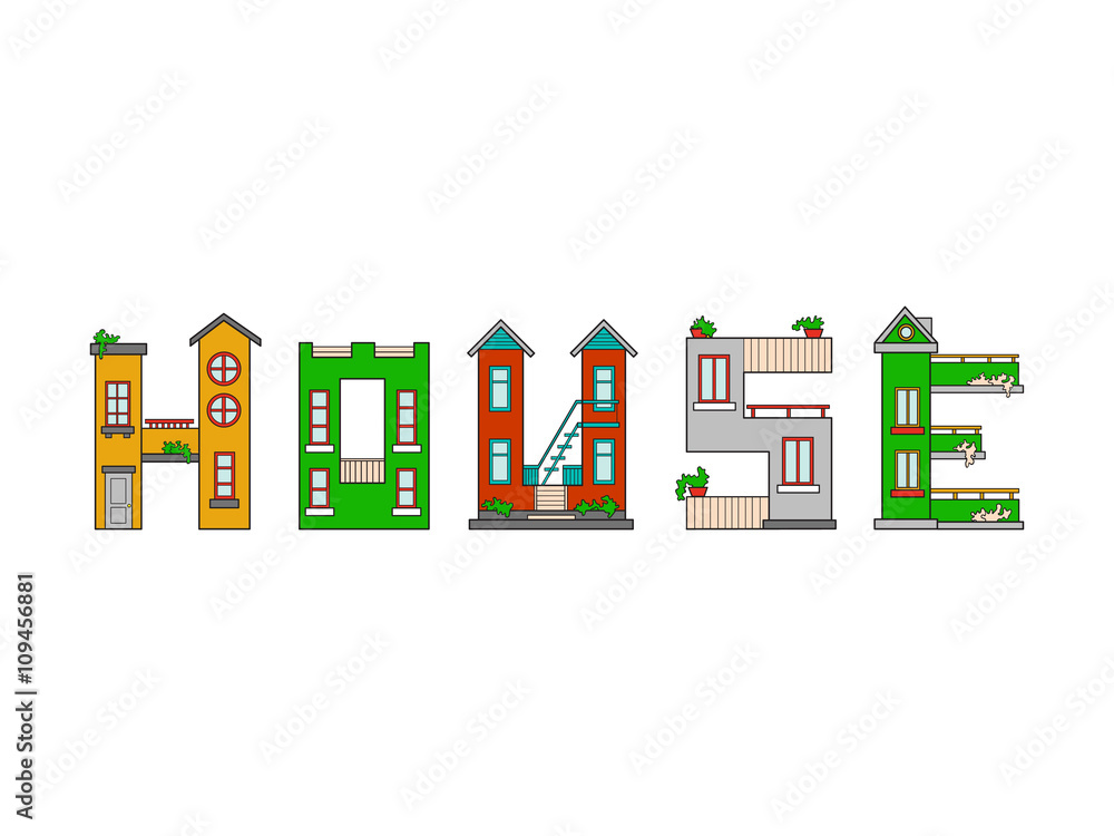 Illustration house letter alphabet Illustration house letter alphabet