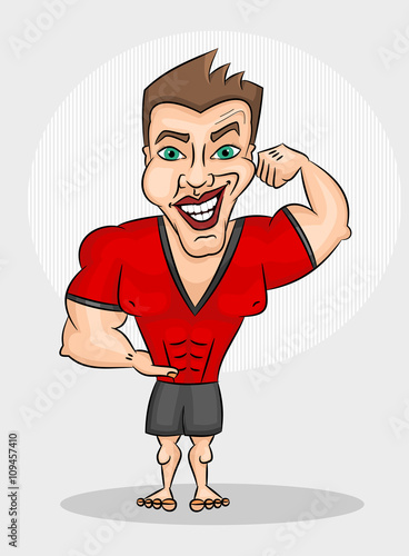 Muscular cartoon bodybuilder 