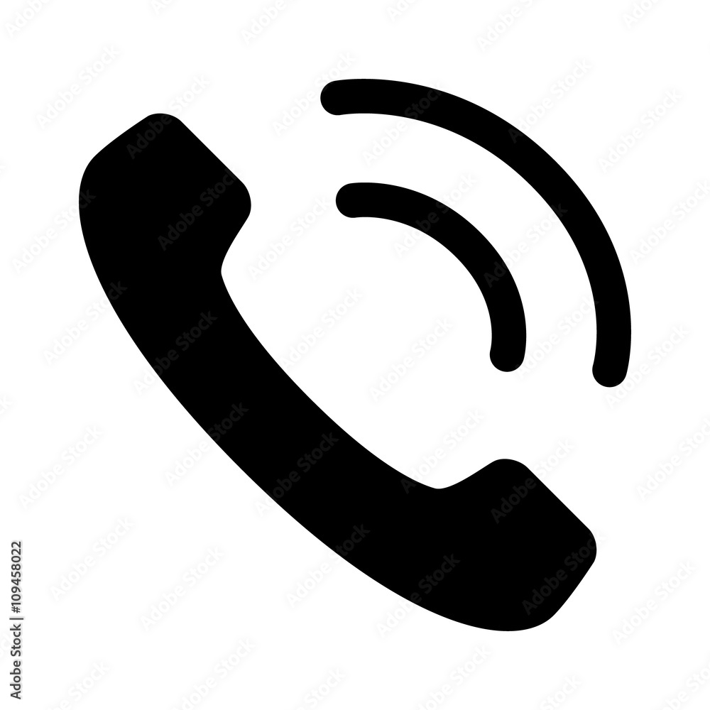 Vintage landline telephone / phone ringing flat icon for apps and