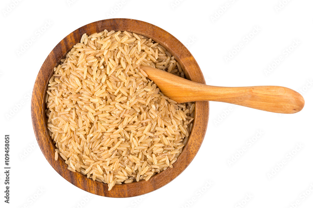 Rice in wooden bowl Rice in wooden bowl