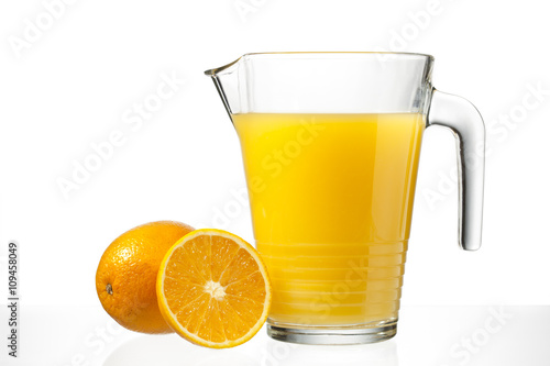 orange juice in jug.