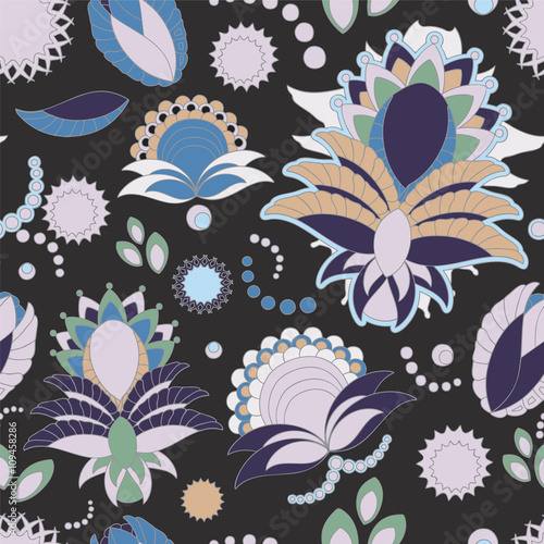 stock vector seamless doodle  floral pattern. orient. abstract b