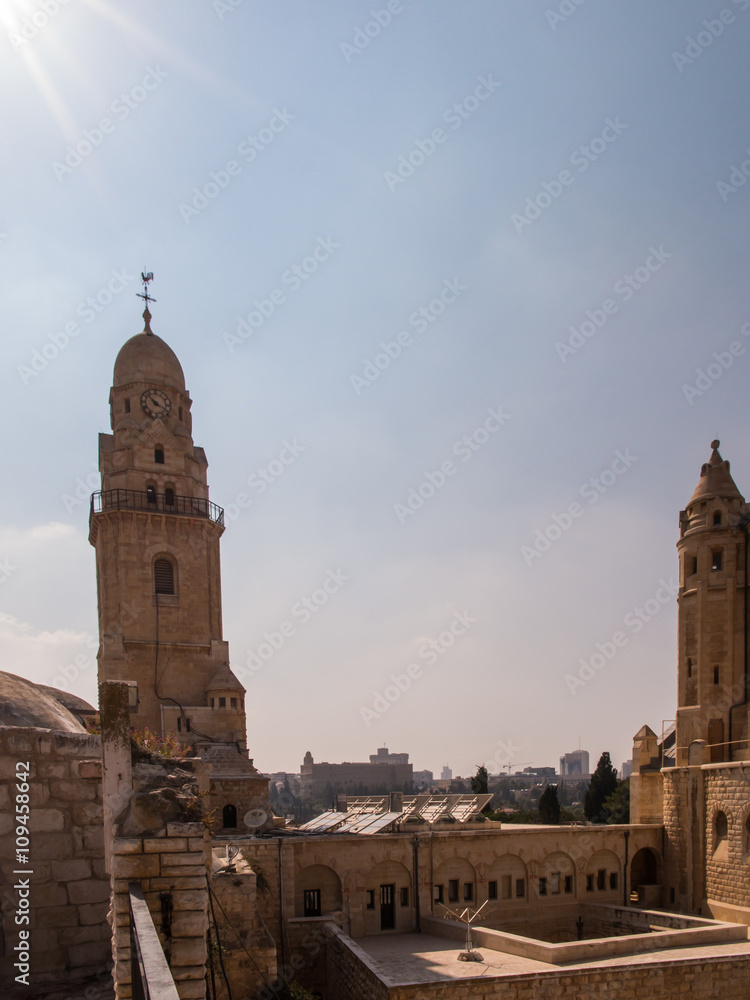 Dormition church and abbey on mount Zion in Jerusalem