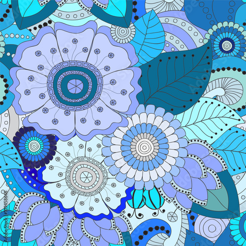 stock vector seamless doodle  floral pattern. orient. abstract b
