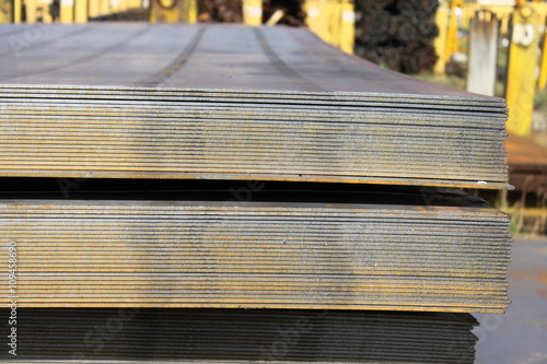 Steel plate. Metal sheet. Hot-rolled flat steel. Metal leaf. Rusty ferrum. Heavy steel plates.
