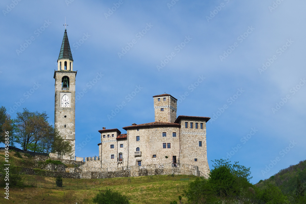 Medieval Artegna’s castle and bell tower
