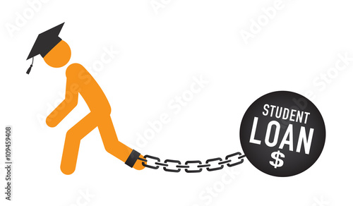 2016 Graduate Student Loan Icons - Crippling Student Loan Graphics for Education Financial Aid or Assistance, Government Loans, and Debt