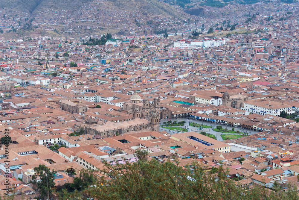 Cityscape of Cusco, Peru, from above