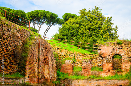  Ruins of Circus Maximus and  Palatine hill palace  in  Rome, It photo