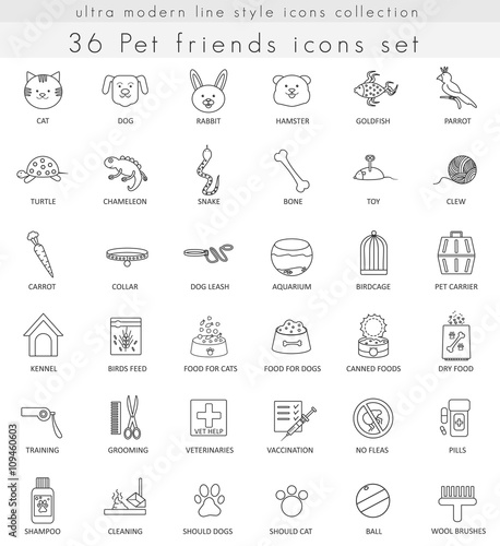 Vector Pet ultra modern outline line icons for web and apps.