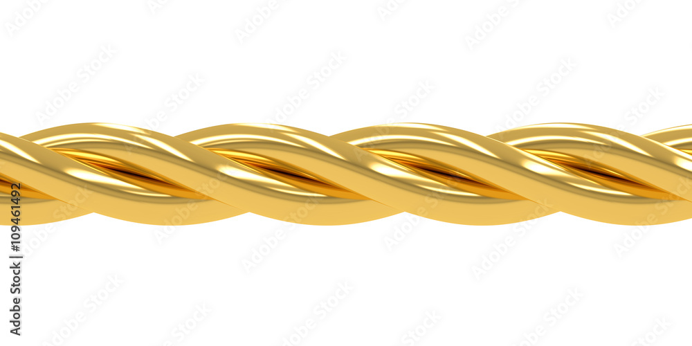 Golden wire, chain, 3D rendering