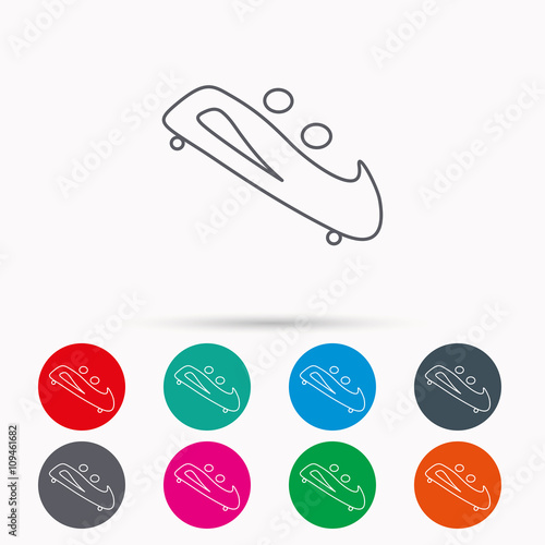 Bobsleigh icon. Two-seater bobsled sign.