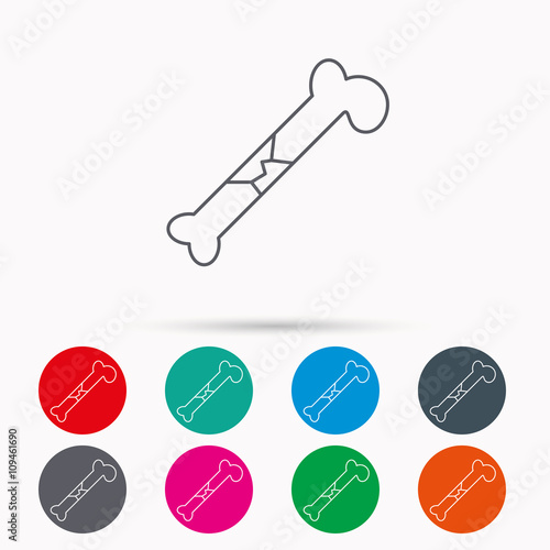 Bone fracture icon. Traumatology sign.