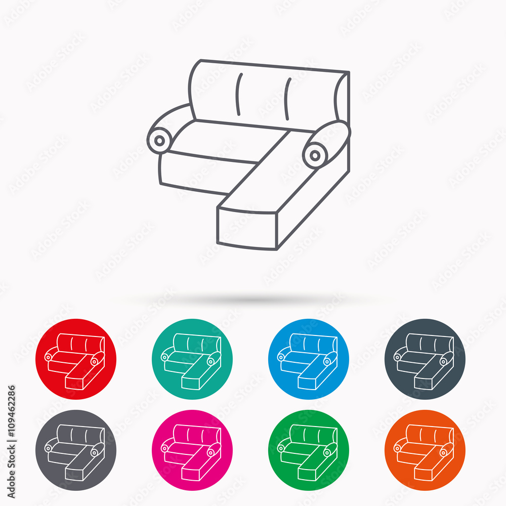 Corner sofa icon. Comfortable couch sign. Corner sofa icon. Comfortable couch sign.