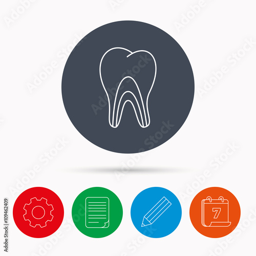 Dentinal tubules icon. Tooth medicine sign.