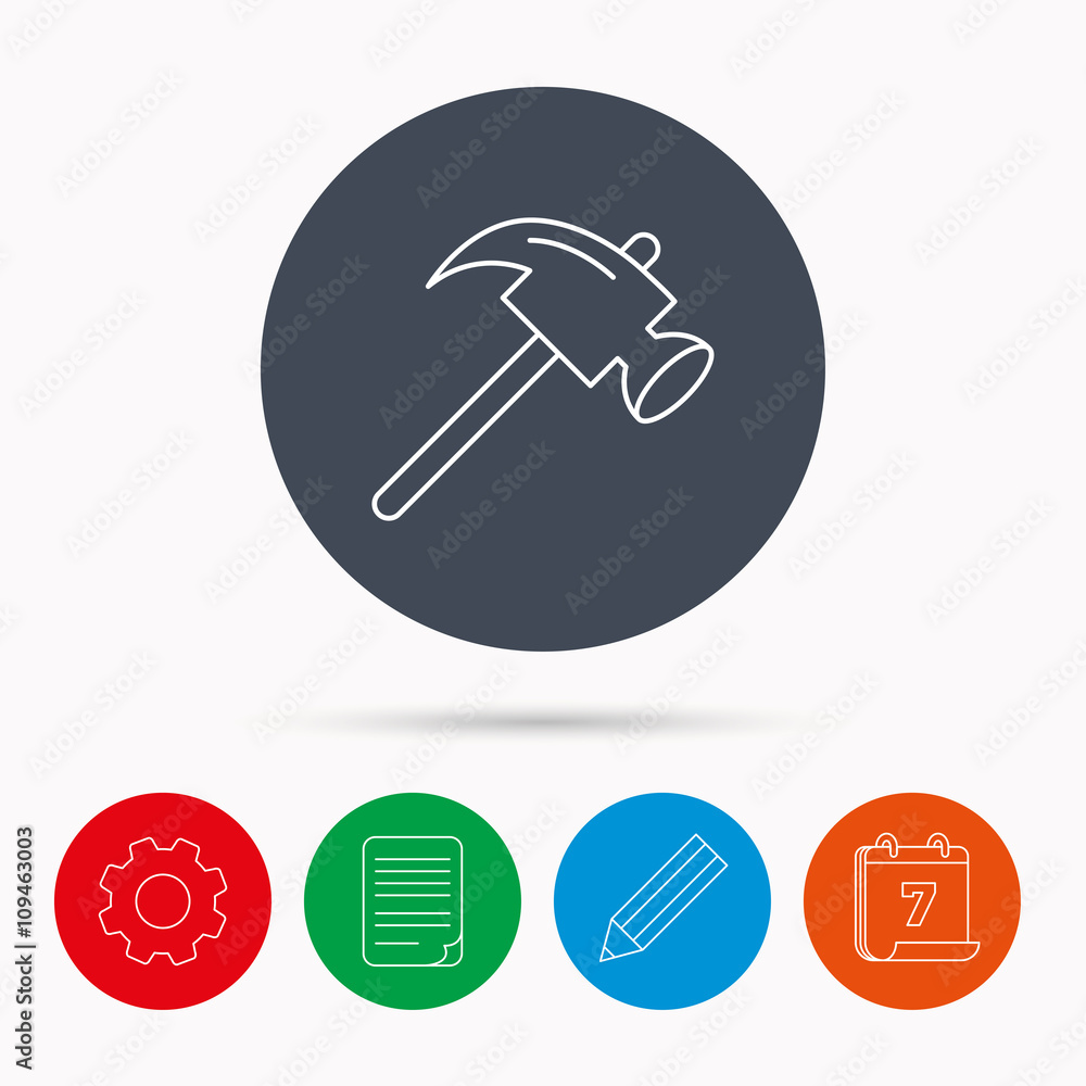 Hammer icon. Repair or fix sign. Hammer icon. Repair or fix sign.