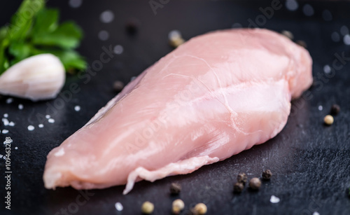 Raw Chicken Meat (on a slate slab)