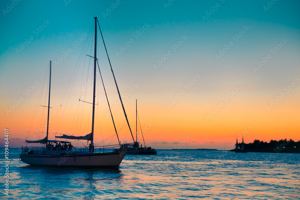 Sailboat at Key West Florida at Sunset