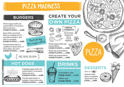 Restaurant cafe menu, template design.