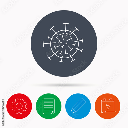 Virus icon. Molecular cell sign.