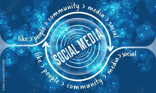 Futuristic colored abstract background and social media symbol