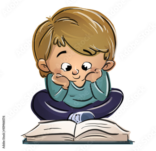 niño sentado leyendo un libro