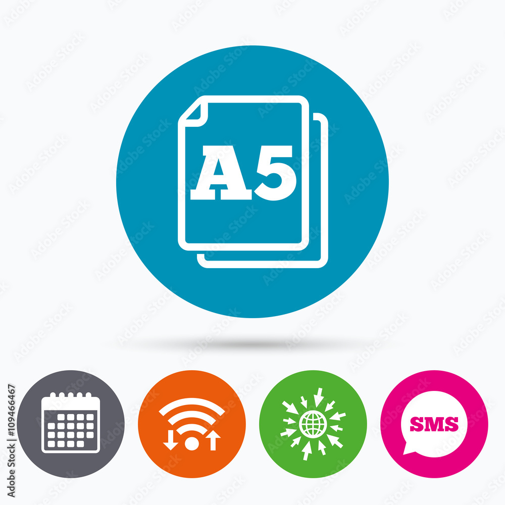 Paper size A5 standard icon. Document symbol. Paper size A5 standard icon. Document symbol.