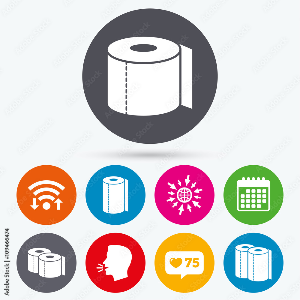 Toilet paper icons. Kitchen roll towel symbols. Toilet paper icons. Kitchen roll towel symbols.
