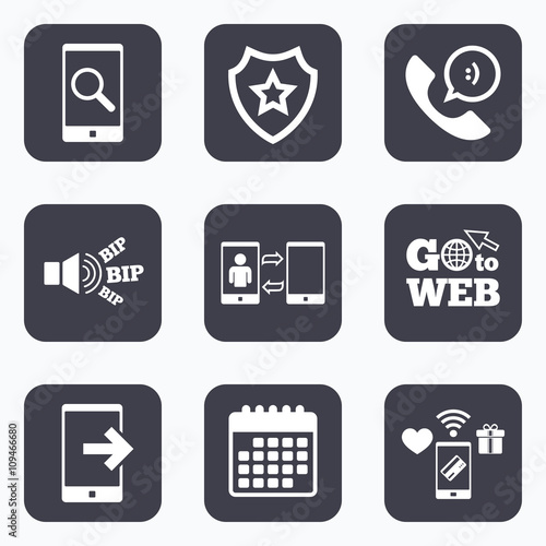 Phone icons. Call center support symbol.