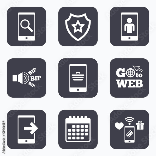 Phone icons. Video call, online shopping.