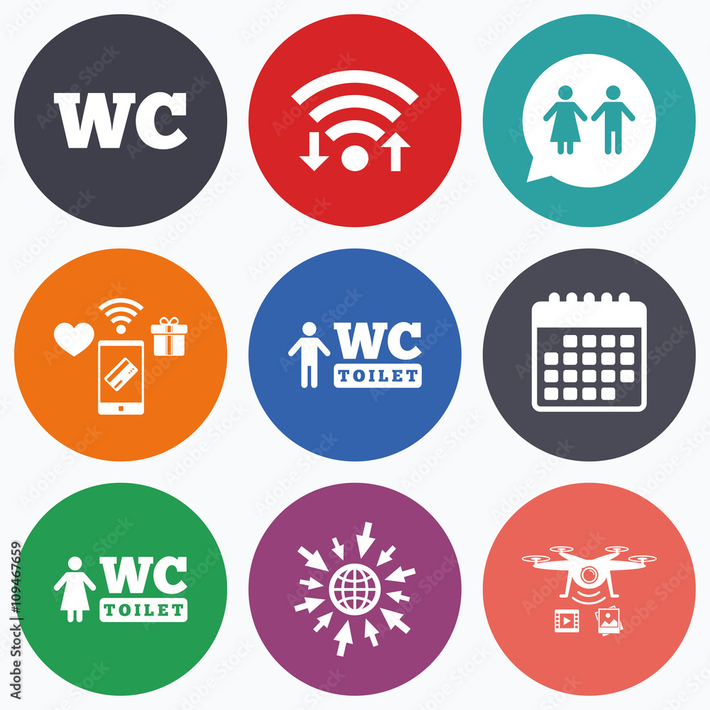 WC Toilet icons. Gents and ladies room. WC Toilet icons. Gents and ladies room.