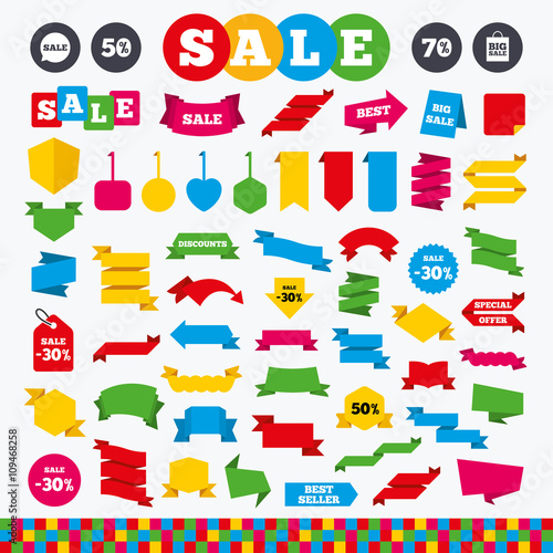 Sale speech bubble icon. Big sale shopping bag.