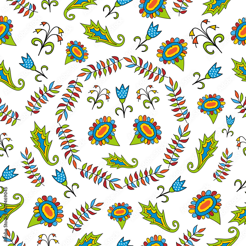 Obraz premium Seamless floral pattern on a white background