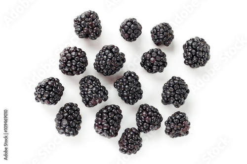scattered ripe blackberries