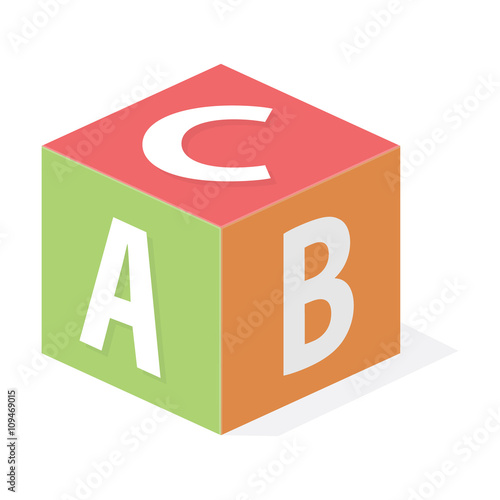 Baby's cube cartoon icon. Illustration for web and mobile design.