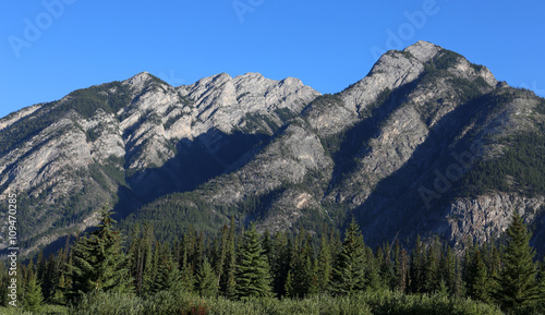 Mount Norquay range shot from the Banff town site, in Banff National Park, Alberta, Canada..
